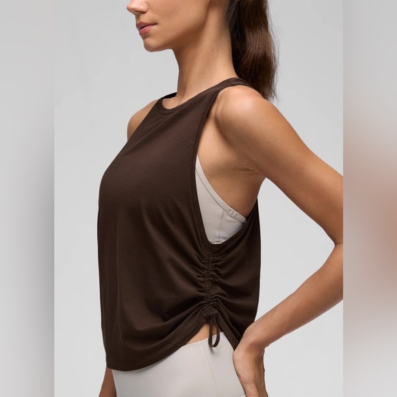 Pima Cotton Racerback Ruched Side Tank - Picture 5 of 8